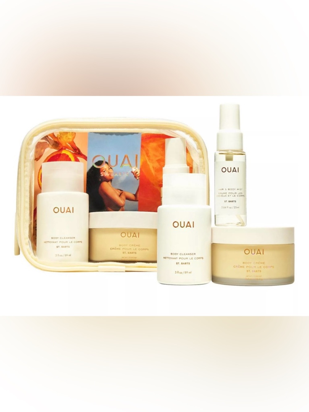 NIP OUAI St. Barts Travel Set - Clear Cosmetic Pouch Bundle